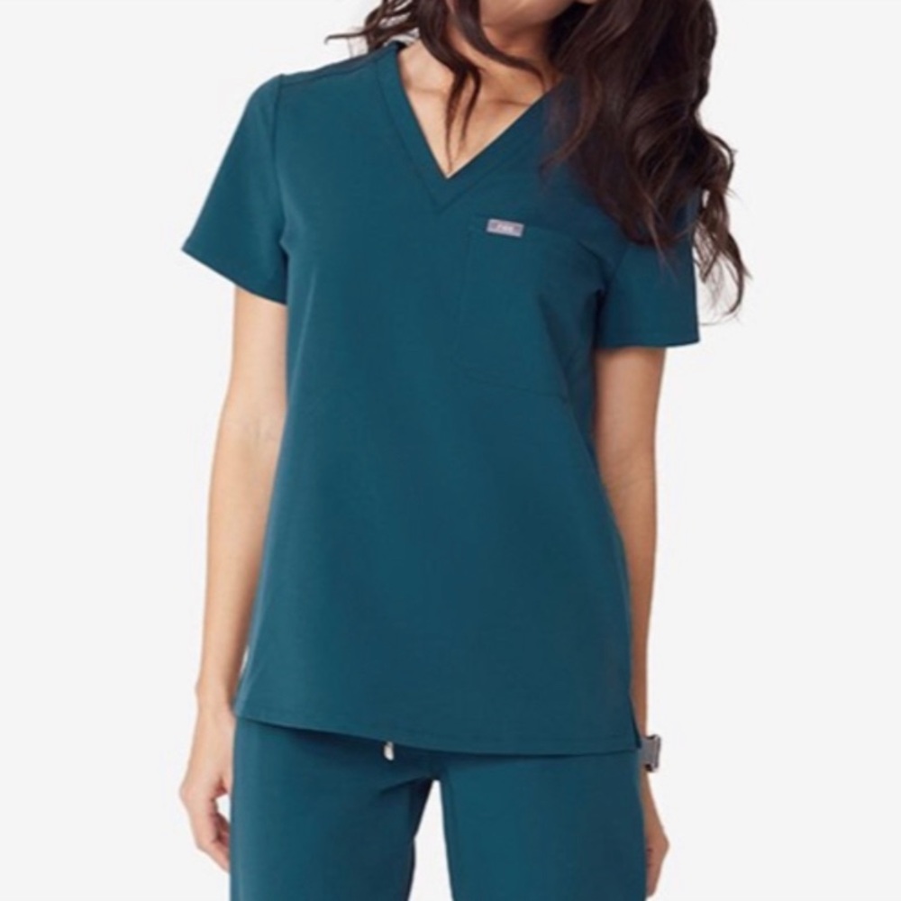 FIGS Catarina One Pocket Scrub Top Caribbean Blue